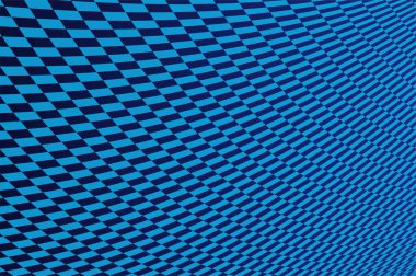 Perspektif çizgi kare desenli soyut arkaplan üzerinde kopya uzayı ile gradyan mavi. Optik çizgi illüzyonu