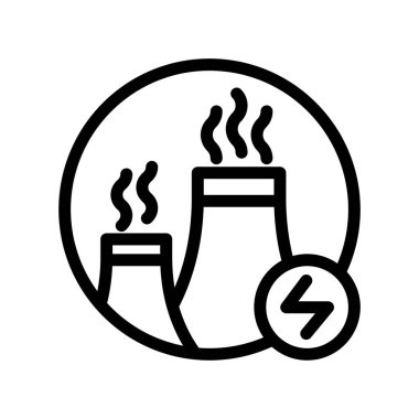 Icon Line enerji santrali ve sanayi. Yenilenebilir enerji, ekoloji ve enerji alternatifi. Özet simgesi kavramı