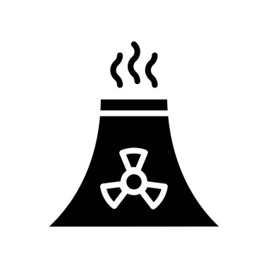 Icon Glyph nükleer reaktör santrali. Yenilenebilir enerji, ekoloji ve enerji alternatifi. Katı Siyah simge kavramı