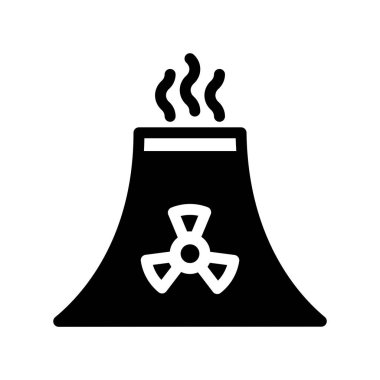 Simge yarı katı nükleer reaktör santrali. Yenilenebilir enerji, ekoloji ve enerji alternatifi. Katı Siyah simge kavramı