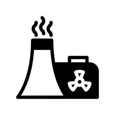 Icon yarı katı nükleer reaktör sanayi. Yenilenebilir enerji, ekoloji ve enerji alternatifi. Katı Siyah simge kavramı