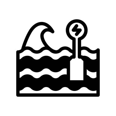 Simge yarı katı dalga enerji jeneratörü. Yenilenebilir enerji, ekoloji ve enerji alternatifi. Katı Siyah simge kavramı