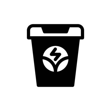 Simge yarı katı biyoenerji geri dönüşüm çöpü. Yenilenebilir enerji, ekoloji ve enerji alternatifi. Katı Siyah simge kavramı