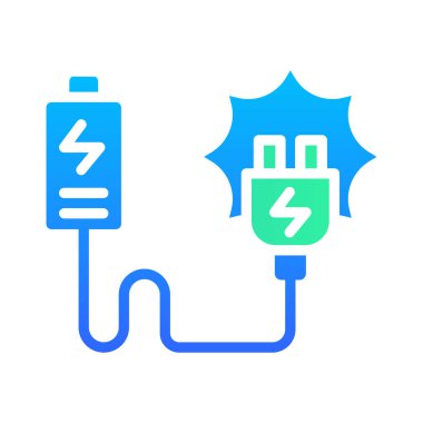 Simge Düz Güneş enerjisi şarj pili. Yenilenebilir enerji, ekoloji ve enerji alternatifi. Gradyan Renkli simge konsepti