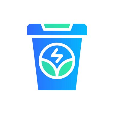 Simge Düz Gradyan biyo enerji geri dönüşüm çöp kutusu. Yenilenebilir enerji, ekoloji ve enerji alternatifi. Gradyan Renkli simge konsepti