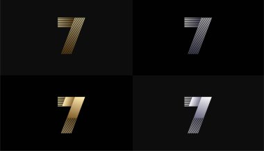 Lüks Altın Çizgili Tasarım Yedinci Yıl Yılı Altın Metalik Çizgisi, Lüks, Çizgi ve Şekil Konsepti.