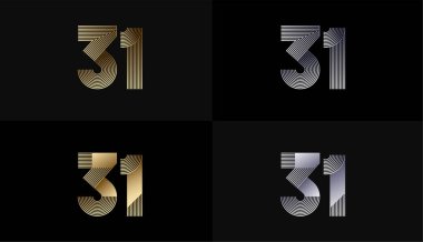 Lüks Altın Çizgili Tasarım 31., 31. Yıldönümü Altın Metalik Hat, Lüks, Çizgi ve Şekil Konseptiyle.