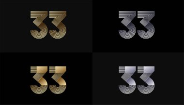 Lüks Altın Çizgili Tasarım 33., 33. Yıldönümü Altın Metalik Hat, Lüks, Çizgi ve Şekil Konseptiyle.