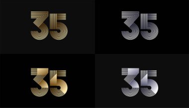 Lüks Altın Çizgili Tasarım 35, 35. Yıldönümü Altın Metalik Hat, Lüks, Çizgi ve Şekil Konsepti ile.