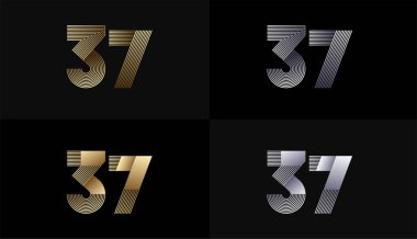 Lüks Altın Çizgiler, 37., 37. Yıldönümü Altın Metalik Hat, Lüks, Çizgi ve Şekil Konsepti.