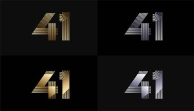 Lüks Altın Çizgiler Tasarım 41., 41. Yıldönümü Altın Metalik Hat, Lüks, Çizgi ve Şekil Konseptiyle.