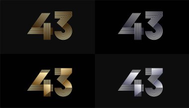 Lüks Altın Çizgili Tasarım 43. Yıldönümü Altın Metalik Hat, Lüks, Çizgi ve Şekil Konsepti ile.