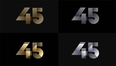 Lüks Altın Çizgili Tasarım 45, 45. Yıldönümü Altın Metalik Hat, Lüks, Çizgi ve Şekil Konsepti ile.