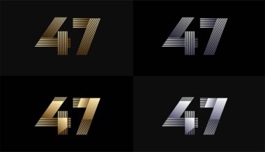 Lüks Altın Çizgiler Tasarım 47. yıl dönümü Altın Metalik Hat, Lüks, Çizgi ve Şekil Konsepti ile.