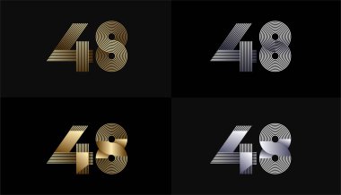 Lüks Altın Çizgiler Tasarım 48. ve 48. yıl dönümleri Altın Metalik Hat, Lüks, Çizgi ve Şekil Konsepti.