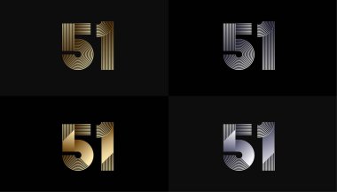 Luxury Gold 51., 51. Yıldönümü Altın Metalik Hat, Lüks, Çizgi ve Şekil Konsepti ile Tasarım Çizgileri.