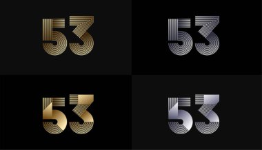Lüks Altın Çizgiler Tasarım 53. yıl dönümü Altın Metalik Hat, Lüks, Çizgi ve Şekil Konsepti ile.