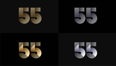 Lüks Altın Çizgiler, 55. Yıldönümü Altın Metalik Hat, Lüks, Çizgi ve Şekil Konsepti ile.