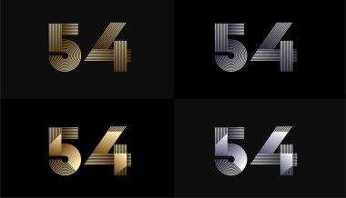 Lüks Altın Çizgili Tasarım 54. Yıldönümü Altın Metalik Çizgisi, Lüks, Çizgi ve Şekil Konsepti ile.