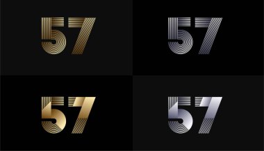 Lüks Altın Çizgili Tasarım 57., 57. Yıldönümü Altın Metalik Hat, Lüks, Çizgi ve Şekil Konsepti.