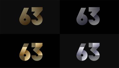 Lüks Altın Çizgili Tasarım Altını 63. Yıldönümü Altın Metalik Hat, Lüks, Çizgi ve Şekil Konseptiyle.
