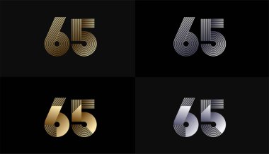 Lüks Altın Çizgili Tasarım Altını 65, 65. Yıldönümü Altın Metalik Hat, Lüks, Çizgi ve Şekil Konsepti.