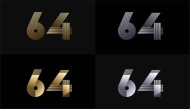 Lüks Altın Çizgili Tasarım 64., 64. Yıldönümü Altın Metalik Hat, Lüks, Çizgi ve Şekil Konsepti.