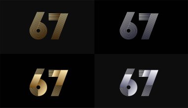 Lüks Altın Çizgili Tasarım 67. yıl dönümü Altın Metalik Hat, Lüks, Çizgi ve Şekil Konsepti ile.