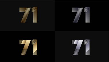 Luxury Gold 71., 71. Yıldönümü Altın Metalik Hat, Lüks, Çizgi ve Şekil Konsepti ile Tasarım Çizgileri.