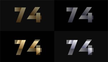 Lüks Altın Çizgili Tasarım 74. yıl dönümü Altın Metalik Hat, Lüks, Çizgi ve Şekil Konsepti.