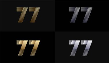 Lüks Altın Çizgiler, 77. ve 77. yıl dönümleri Altın Metalik Hat, Lüks, Çizgi ve Şekil Konsepti.