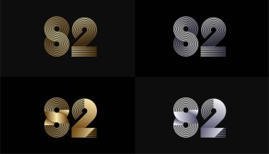 Lüks Altın Çizgiler Tasarım 82., 82. Yıldönümü Altın Metalik Hat, Lüks, Çizgi ve Şekil Konseptiyle.