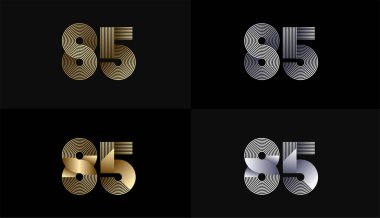 Lüks Altın Çizgiler, 85. Yıldönümü Altın Metalik Hat, Lüks, Çizgi ve Şekil Konsepti ile.