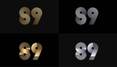 Lüks Altın Çizgili Tasarım 89. yıl dönümü Altın Metalik Hat, Lüks, Çizgi ve Şekil Konsepti ile.