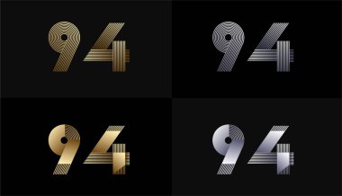 Lüks Altın Çizgili Tasarım 94., 94. Yıldönümü Altın Metalik Çizgisi, Lüks, Çizgi ve Şekil Konsepti.