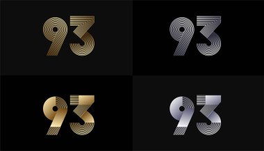 Lüks Altın Çizgili Tasarım 93. Yıldönümü Altın Metalik Hat, Lüks, Çizgi ve Şekil Konsepti ile.