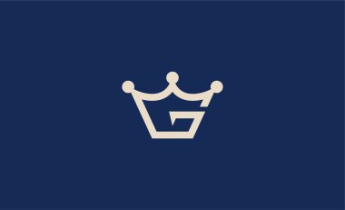 G harfli Crown Logosu. Zarif, Kral, Kraliyet ve lüks mücevher markası konsepti..