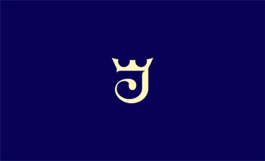 J harfli Crown Logosu. Şık, Kral, Kraliyet ve Lüks ve Mücevher Markası Premium konsepti.