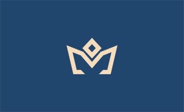 M harfli Crown Logosu. Zarif, Kral, Kraliyet ve lüks mücevher markası konsepti..