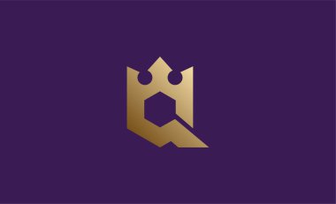 Q harfli Crown Logosu. Şık, Kral, Kraliyet ve Lüks ve Mücevher Markası Premium konsepti.