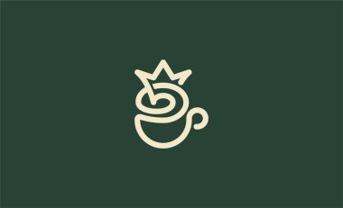 Logo Crown Kahve Kupası. Premium, Beverage, Coffee Shop konsepti.