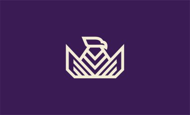 Logo Crown Eagle Hattı Kalın. Premium, Strong, Wings konsepti.