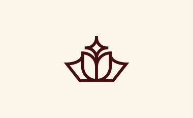 Logo Crown Lotus Çiçeği. Premium, Doğa, Kadın konsepti.