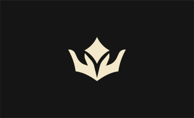 Logo Crown Hand ve Sparkling Star. Premium, estetik, Boho konsepti.