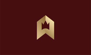 Logo Crown Home Gold. Premium, Residence, Emlak konsepti.