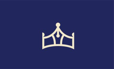 Logo Crown Pen. Premium, Eğitim, Entelektüel konsept.