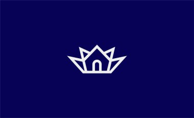 Logo Crown Home in the Line Bold tarzı. Premium, Residence, Emlak konsepti.