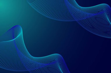 Gelecekçi soyut çizgi çizgileri mavi neon renk arkaplan çizgisi. Fotokopi alanı ile teknik, minimalist ve modern konsept.