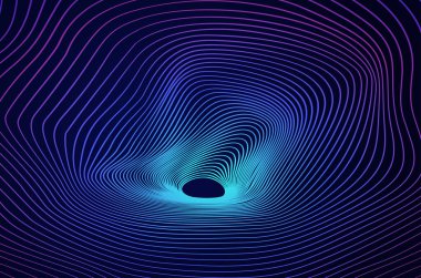 Tünel 3 boyutlu solucan deliği soyut arkaplan çizgisi. Büyük veri deliği ses dalgası etkisi bozulmuş, kopyalama alanı ile gelecekteki teknoloji kavramı.