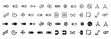 Simge kümesi ui tasarımı giriş, giriş, kaydırma vs. içerir. ok işareti ana hatları ve sağlam kavram.